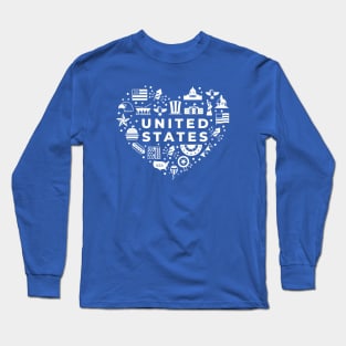 American Icons in a Heart Shape // USA Pride Long Sleeve T-Shirt